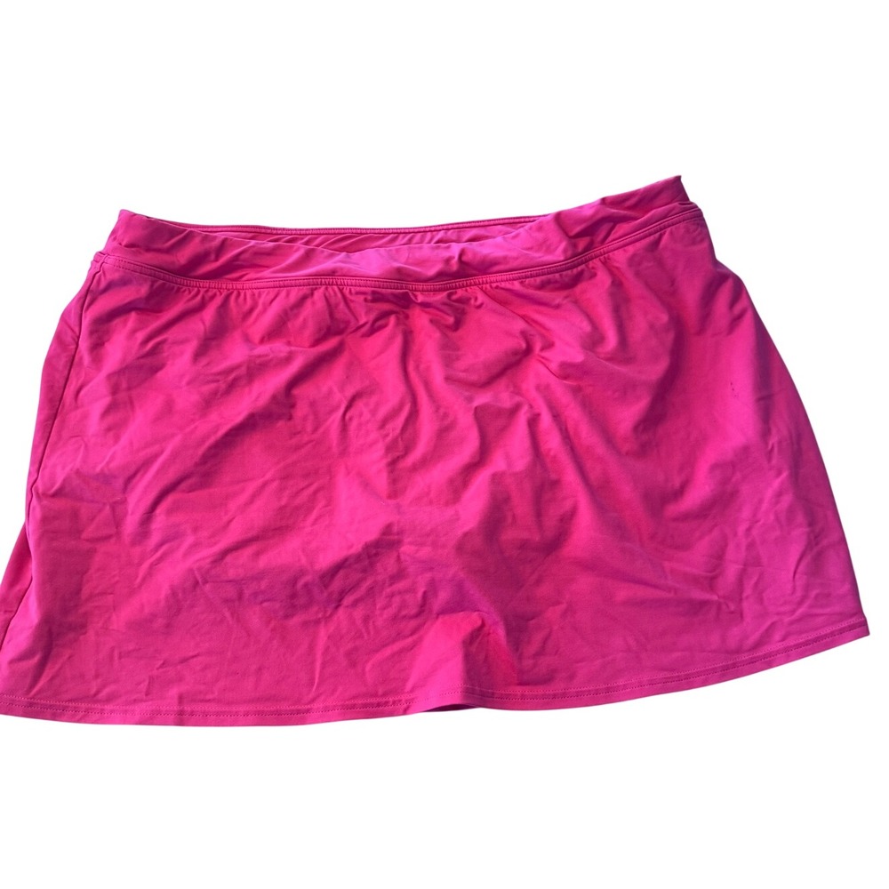 Lands End Swim Skirt Pink 18 Nylon Spandex Athletic Plus Size Summer Beach